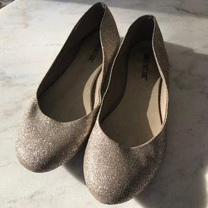 Lower East Side Gold Glitter Flats.